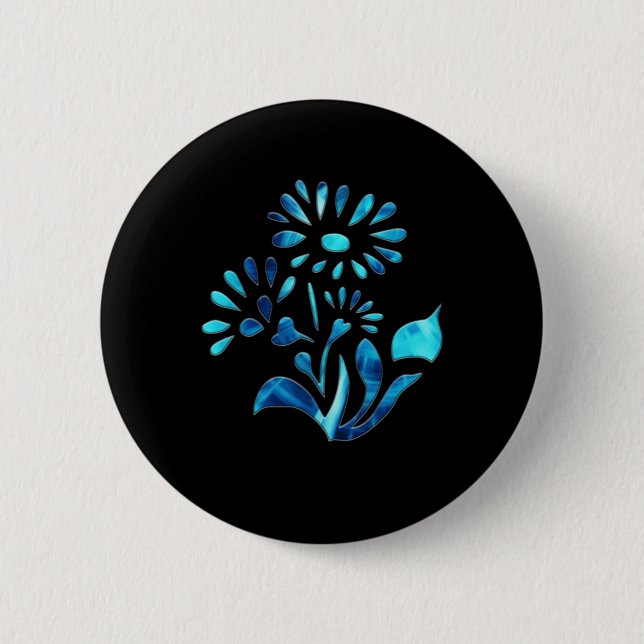 Water Flowers Two Sticker  2 Inch Round Button (Front)