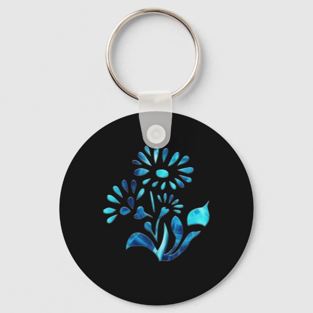 Water Flowers Two Sticker  Keychain (Front)