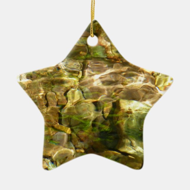 Water from Hot Springs Green-Gold Nature Ceramic Ornament (Front)