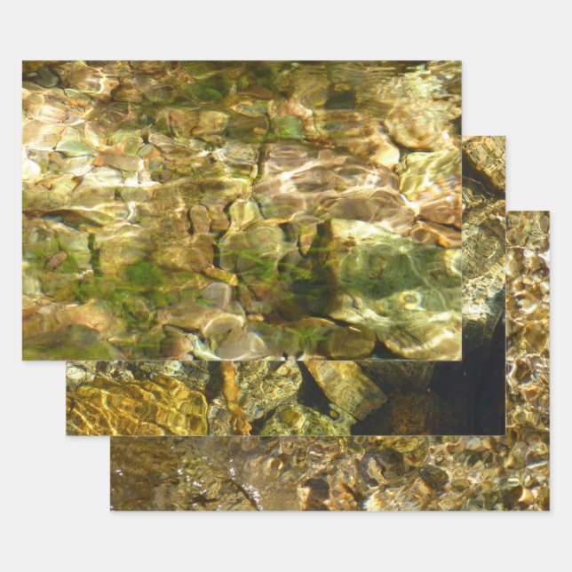 Water from Hot Springs Green-Gold Nature Wrapping Paper Sheet (Set)