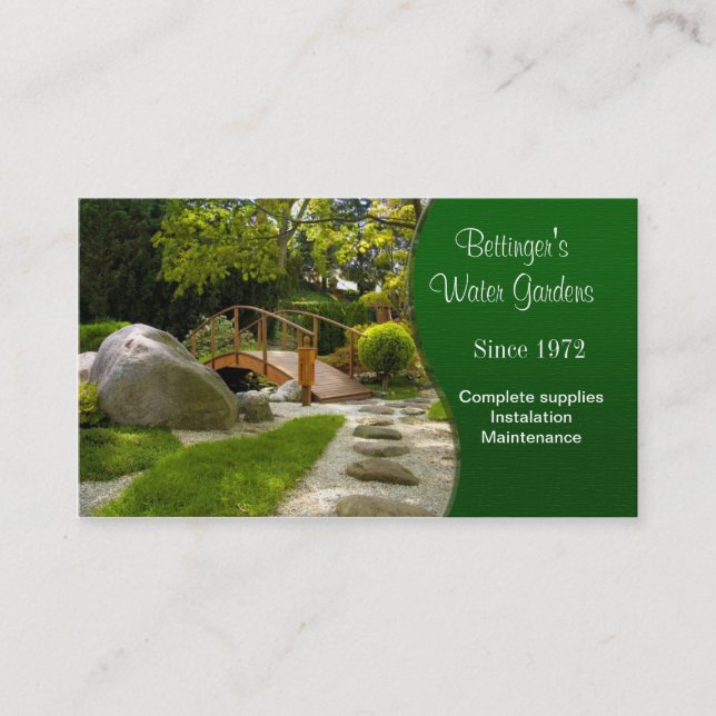 Water Garden and Landscaping Business Card (Front)