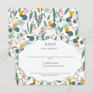 Water Garden Floral Bridal Shower Cute CUSTOM RSVP Card