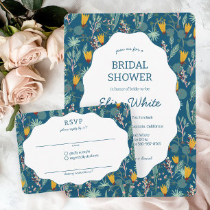 Water Garden Floral Bridal Shower Cute CUSTOM RSVP Card