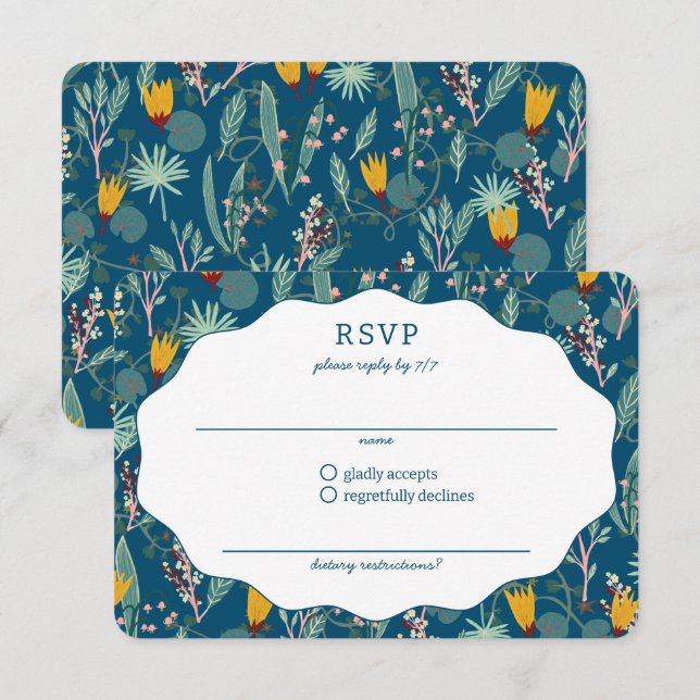 Water Garden Floral Bridal Shower Cute CUSTOM RSVP Card (Front/Back)