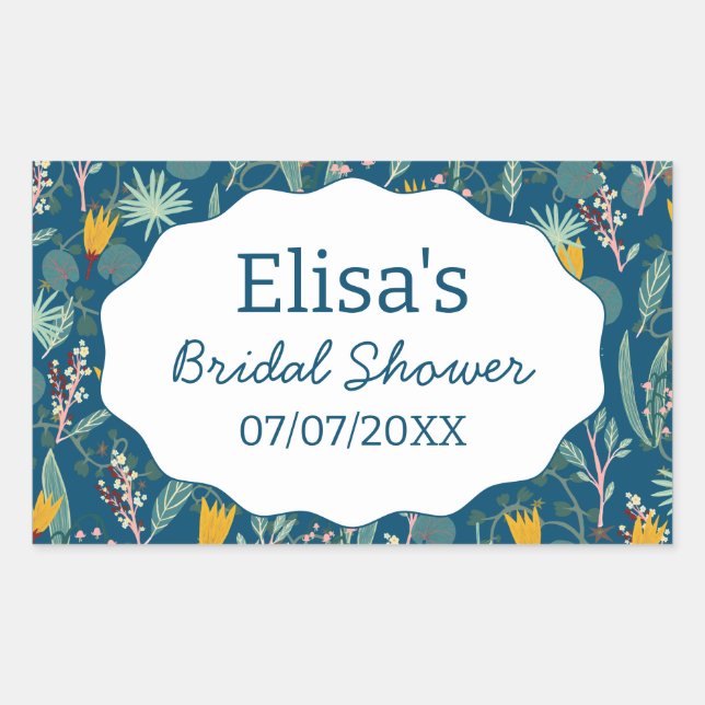 Water Garden Floral Bridal Shower Cute CUSTOM Sticker (Front)
