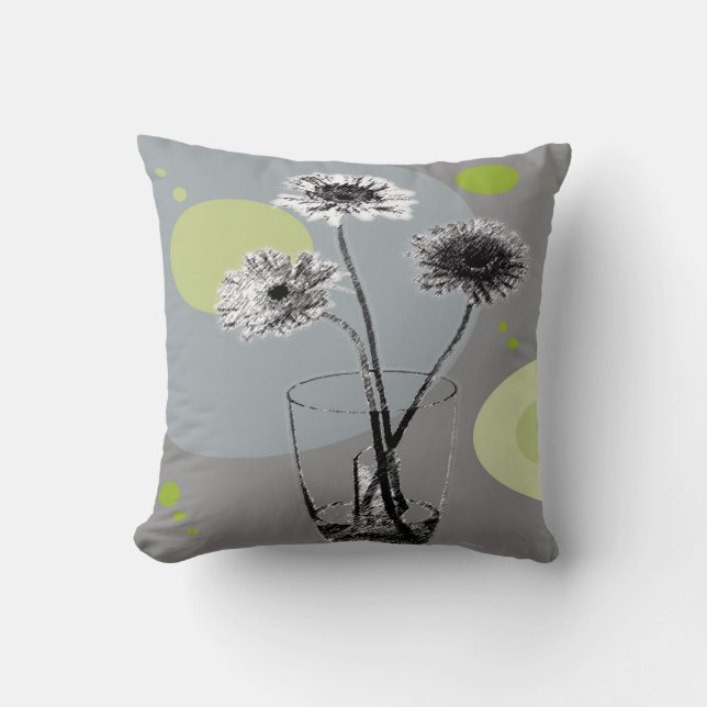Water Glass Flowers – Pastel Pop Art  Throw Pillow (Front)