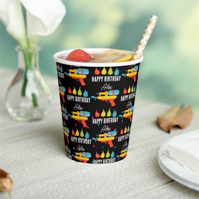 Water Gun & Balloons Summer Birthday Party Paper Cups (Insitu)