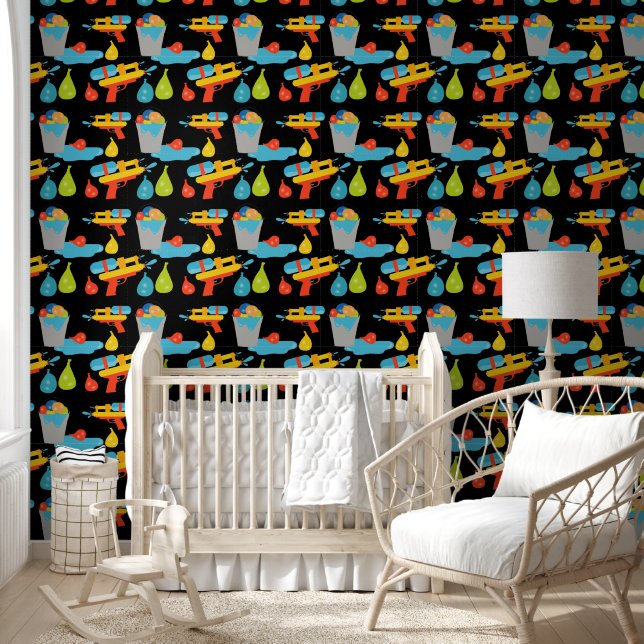 Water Gun & Balloons Summer Kids Bedroom Wallpaper (Kids)