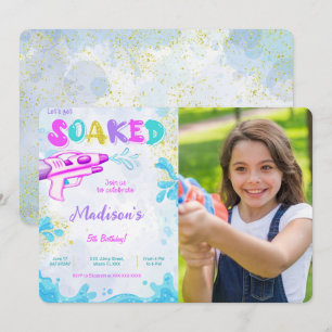 Water Gun Birthday Photo Invitations 