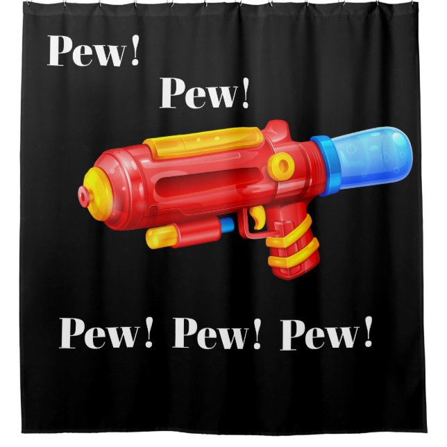 water gun soaker fun bathroom shower curtain (Front)