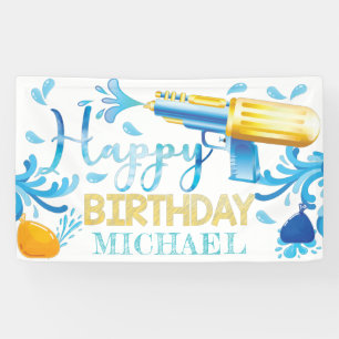Water Gun Summer Birthday Personalized Banner