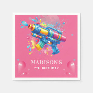 Water Gun Summer Birthday Personalized Napkin