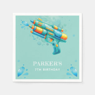 Water Gun Summer Boy Birthday Personalized Napkin