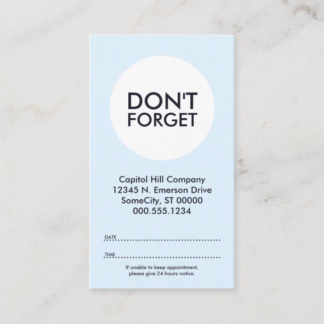 water haze appointment card (Front)