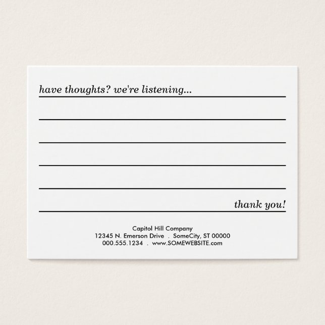 water haze comment card (Front)