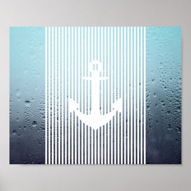 water haze monogram nautical anchor poster (Front)