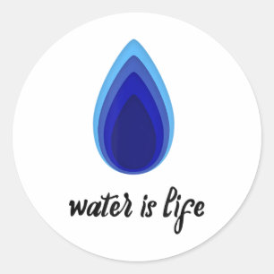 Water Is Life Mother Earth Environmental Protectio Classic Round Sticker
