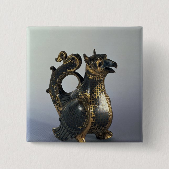 Water jug in the shapeof a griffin 2 inch square button (Front)
