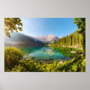 Water   Lago di Fusine Mount Gangart Julian Alps Poster