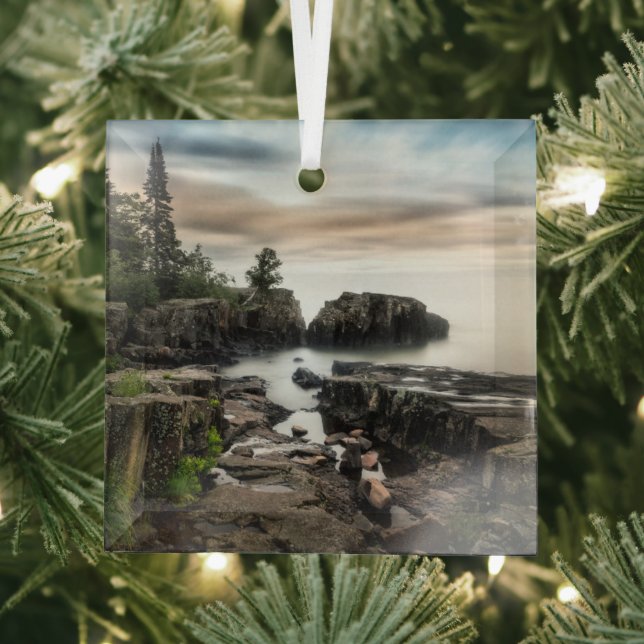 Water | Lake Superior Grand Marais, Minnesota Glass Ornament (Insitu)