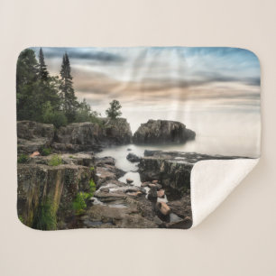 Water Lake Superior Grand Marais, Minnesota Sherpa Blanket