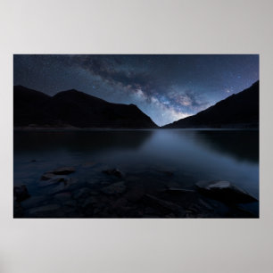 Water Lakeshore at Night Poster
