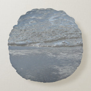 Water Lapping on the Beach Abstract Photography Round Pillow