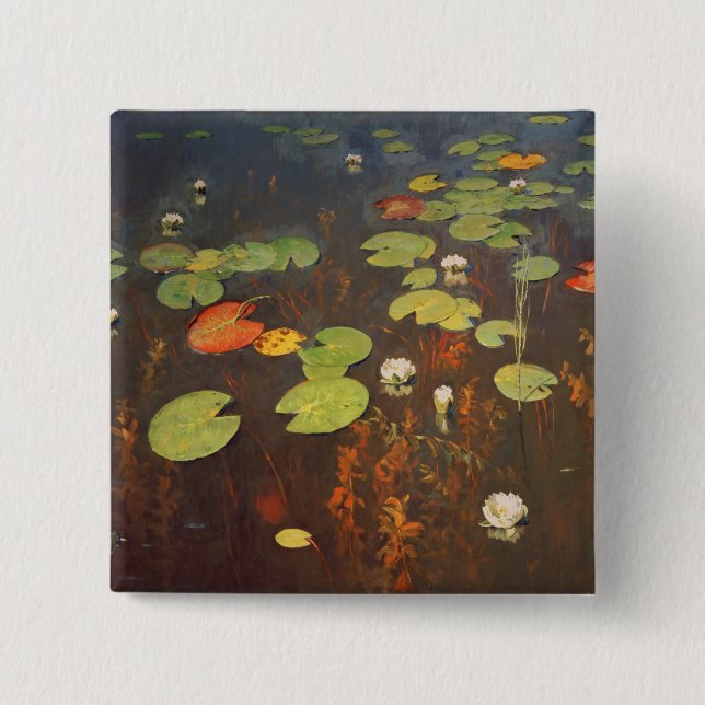 Water Lilies 1895 2 Inch Square Button (Front)