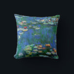 Water Lilies 1916 Claude Monet Fine Art Throw Pillow<br><div class="desc">Water Lilies is one of a series of many water lily flower paintings by French Impressionism artist,  Claude Monet,  painting the light,  colour,  and nature reflections in the pond water among the lily pads.</div>