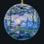 Water Lilies, 1919, by Claude Monet, Ceramic Ornament<br><div class="desc">Claude Monet's famous painting,  Water Lilies,  1919,  pinkish-purple and Monet blue.</div>