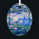 Water Lilies, 1919, by Claude Monet, Metal Ornament<br><div class="desc">Water Lilies,  1919 famous painting by Claude Monet,  with colour coordinated solid colours pinkish-purple and Monet blue,  ready to mix and match.</div>
