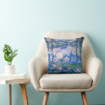 Water Lilies, 1919, Monet painting Throw Pillow<br><div class="desc">Water Lilies,  1919 famous painting by Claude Monet,  with colour coordinated solid colours pinkish-purple and Monet blue,  ready to mix and match.</div>