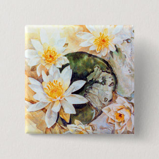 water lilies 2 inch square button