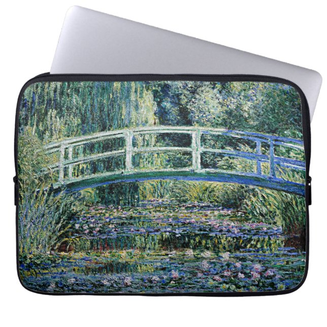 Water Lilies and Japanese Bridge, Laptop Sleeve (Front)