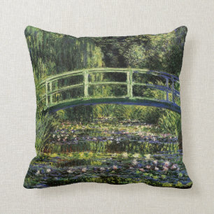 Water Lilies and Japanese Bridge Throw Pillow