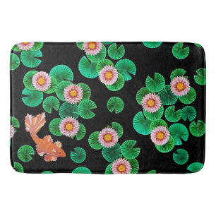 Water Lilies and Koi Fish Bath Mat