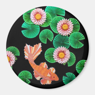 Water Lilies and Koi Fish Magnet