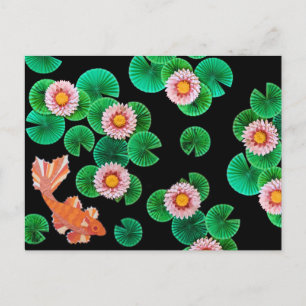 Water Lilies and Koi Fish Postcard
