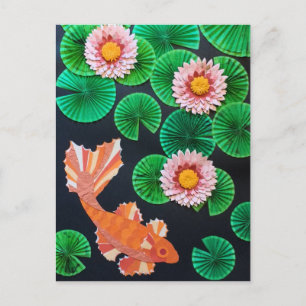 Water Lilies and Koi Fish Postcard