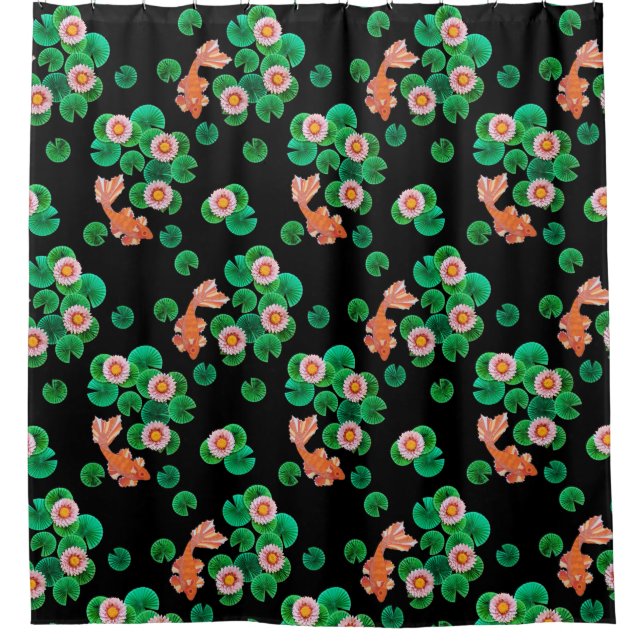 Water Lilies and Koi Fish Shower Curtain (Front)