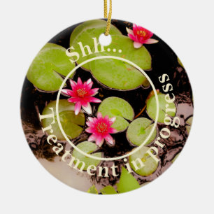Water lilies and koi pond ceramic ornament