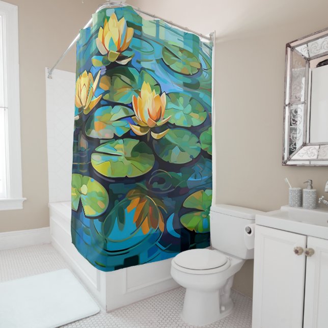 Water lilies and lotus flowers watercolor painting (In Situ)