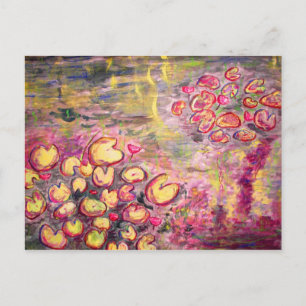 water lilies blooming postcard