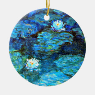 Water Lilies (blue) by Claude Monet Ceramic Ornament