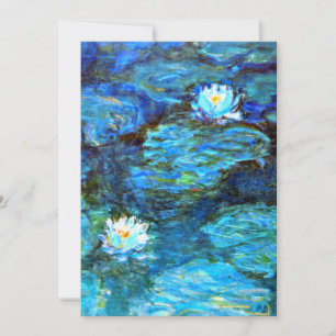 Water Lilies (blue) by Claude Monet Holiday Card