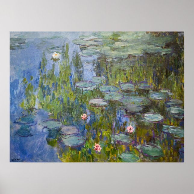 Water Lilies by Claude Monet Classic Impressionist Poster (Front)