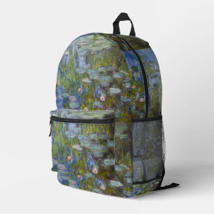Water Lilies by Claude Monet Classic Impressionist Printed Backpack