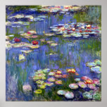 Water Lilies by Monet on Canvas Matte Poster<br><div class="desc">"Water Lilies" by French Impressionism artist Claude Monet,  1916. Claude Monet was one of the founders of French Impressionism painting.</div>