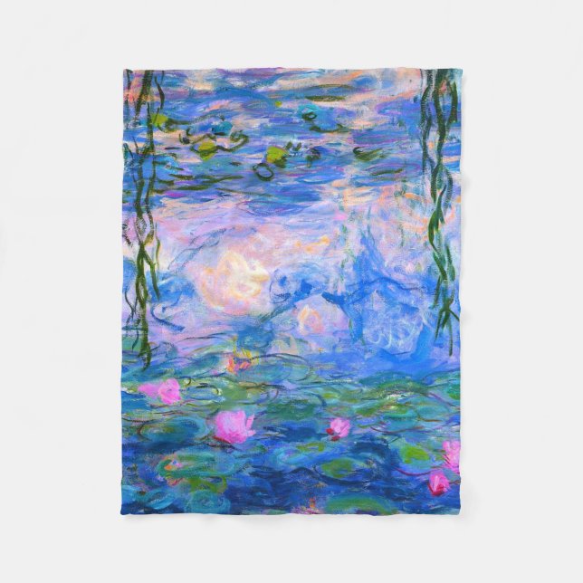 Water Lilies Claude Monet Restored Fleece Blanket (Front)