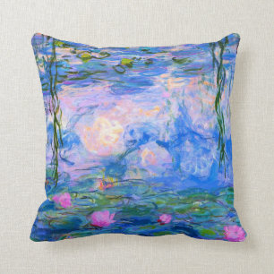 Water Lilies Claude Monet Restored Throw Pillow